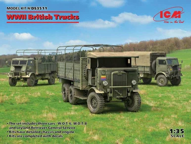 1/35 WWII British Trucks (Model W.O.T. 6, Model W.O.T. 8, Leyland Retriever General Service) - ICM Models