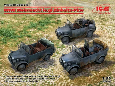 1/35 WWII Wehrmacht le.gl.Einheitz-Pkw (le.gl.Pkw Kfz.1, le.gl.Einheitz-Pkw Kfz.2, le.gl.Einheitz-Pkw Kfz.4)