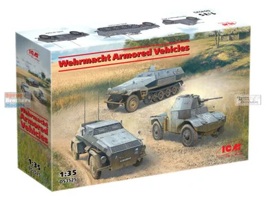 ICMDS3525 1:35 ICM Wehrmacht Armored Vehicles (Panzerspahwagen P 204(F), Sd.Kfz.251/1 Ausf.A & Sd.Kfz.247 Ausf.B)