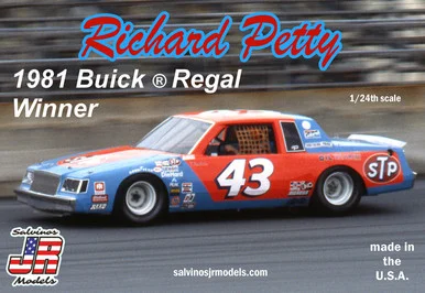 Salvinos JR Models RPB1981D Richard Petty 1981 #43 Buick Regal "7th Daytona Winner" 1/24 Scale Model Kit