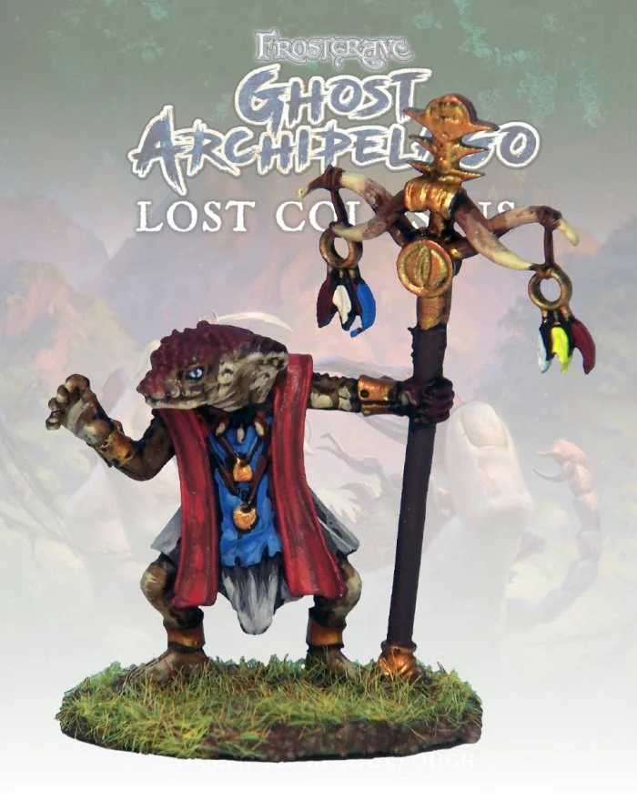 Frostgrave Ghost Archipelago Snake-man Warden I, 28 mm Scale Model Metal Figure
