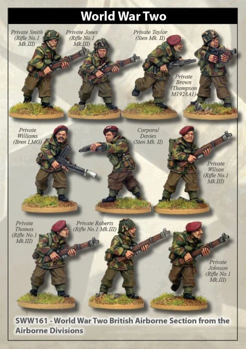 Second World War British Airborne Section I, 28 mm Scale Model Metallic Figures - Artizan Designs