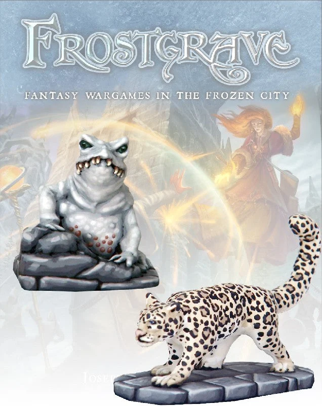 Frostgrave Ice Toad & Snow Leopard, 28 mm Scale Model Metal Figures - North Star Military Figures