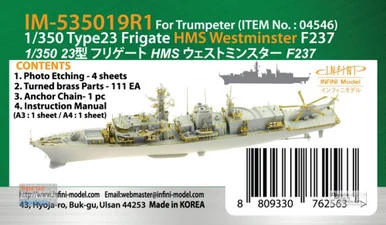 INFIM535019R1 1:350 Infini Model Type 23 Frigate HMS Westminster F237 Detail Up Set (TRP kit)