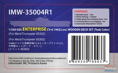 INFIMW35004R1 1:350 Infini Model USS Enterprise CV-6 Wooden Deck (Teak Color) Set (MRT/TRP kit)