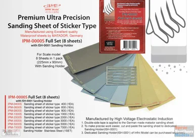 INFIPM0000S Infini Model Premium Ultra Precision Sanding Sheet of Sticker Type - Full Set 8 Sheet Set plus Holders
