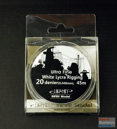 INFIR0202W Infini Model White Lycra Ship Rigging - Ultra Fine 20 Denier (0.048mm x 145 feet)