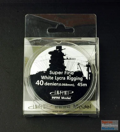 INFIR0402W Infini Model White Lycra Ship Rigging - Super Fine 40 Denier (0.068mm x 145 feet)