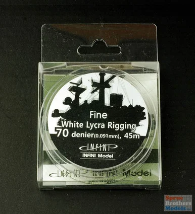 INFIR0702W Infini Model White Lycra Ship Rigging - Fine 70 Denier (0.091mm x 145 feet)