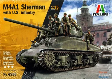 ITA6568 1:35 Italeri M4A1 Sherman with US Infantry Figures