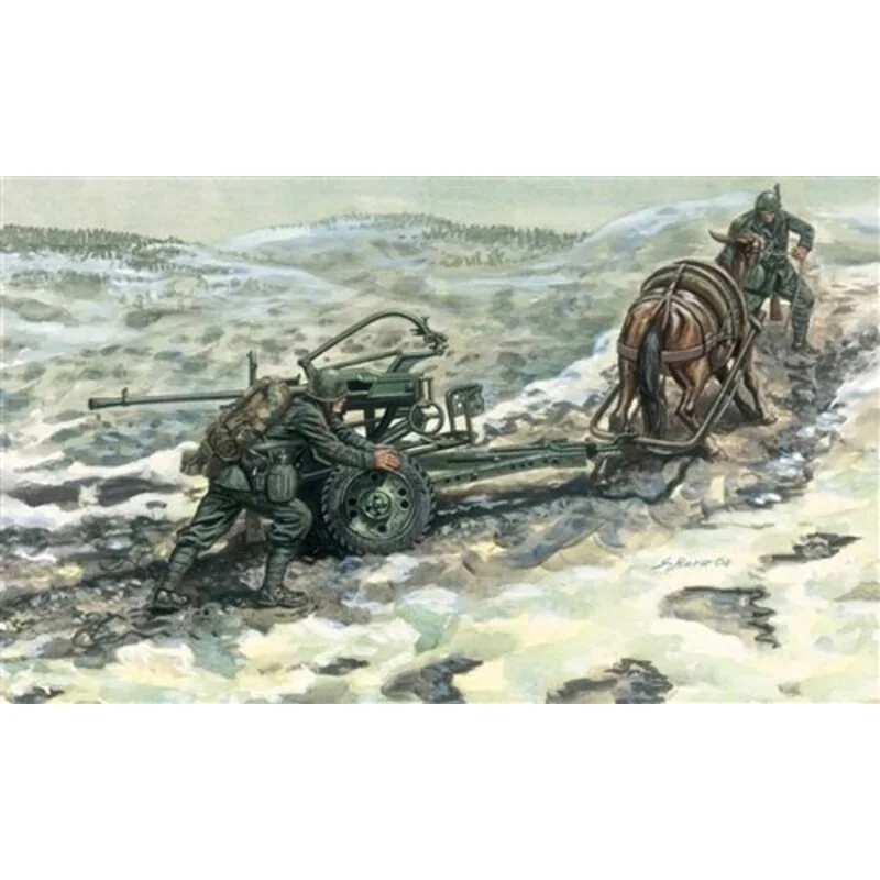 Horse Drawn Breda 20/65 mod.35 field gun with figures Model kit - Italeri