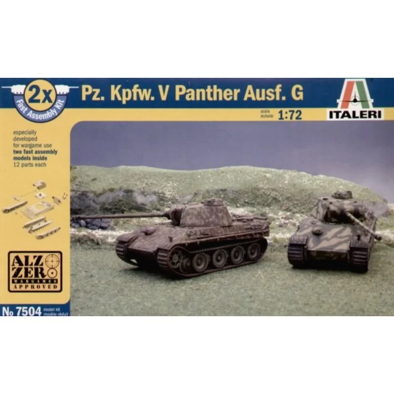 Pz.Kpfw.V Panther Ausf.G Pack includes 2 snap together tank Kits Model kit - Italeri