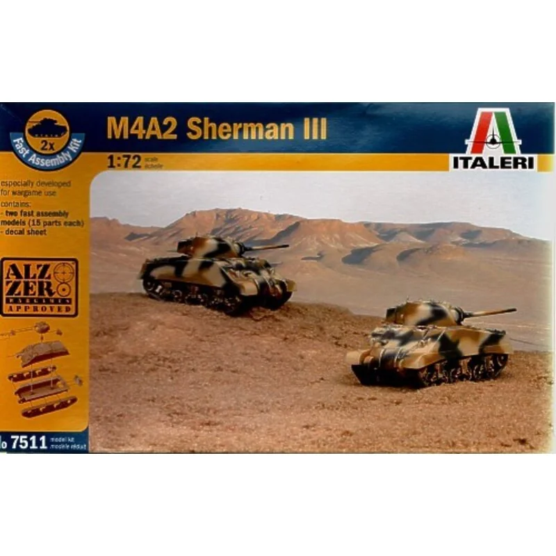M4A2 Sherman III includes 2 snap together vehicles Model kit - Italeri