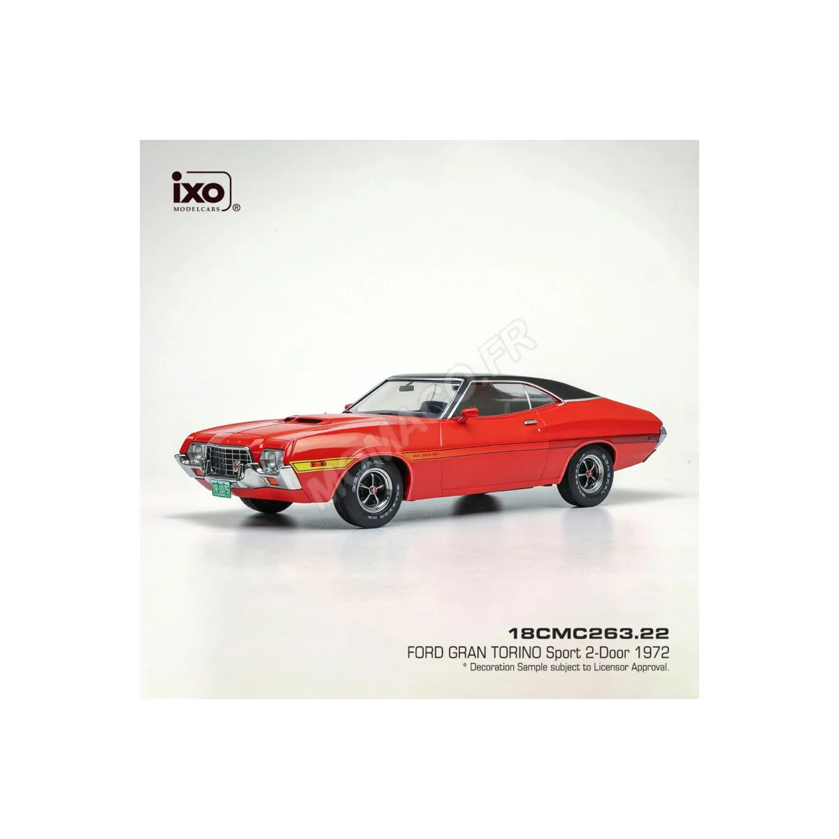 1972 Ford Gran Torino Sport, Red/Black Die cast - IXO MODELS