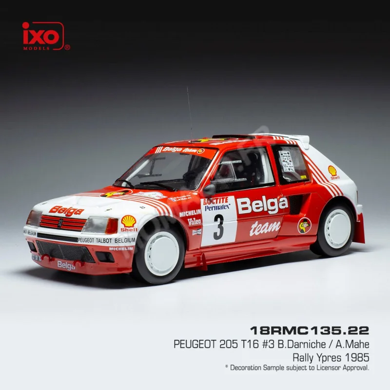 Peugeot 205 t16 3 darniche/mahe equipe belga rally ypres 1985 Die cast - IXO MODELS