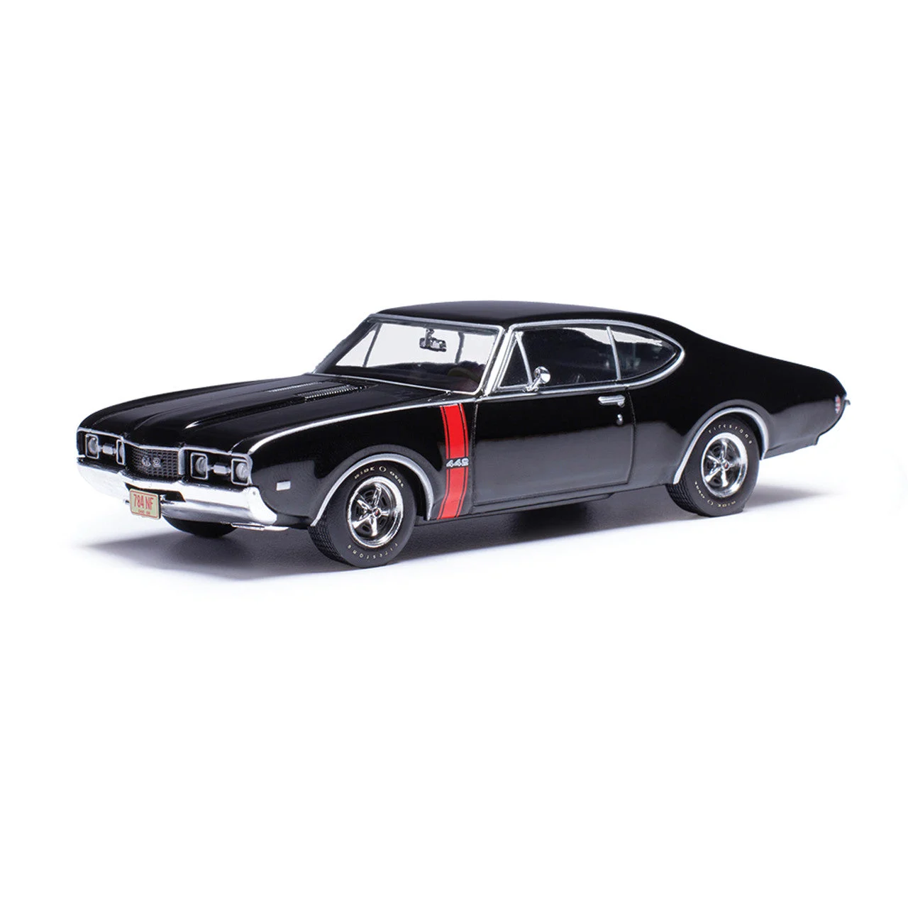 IXO Models 1968 Oldsmobile 442 W-30 - Ebony Black w/ Red Stripes 1/43 Scale Diecast Model
