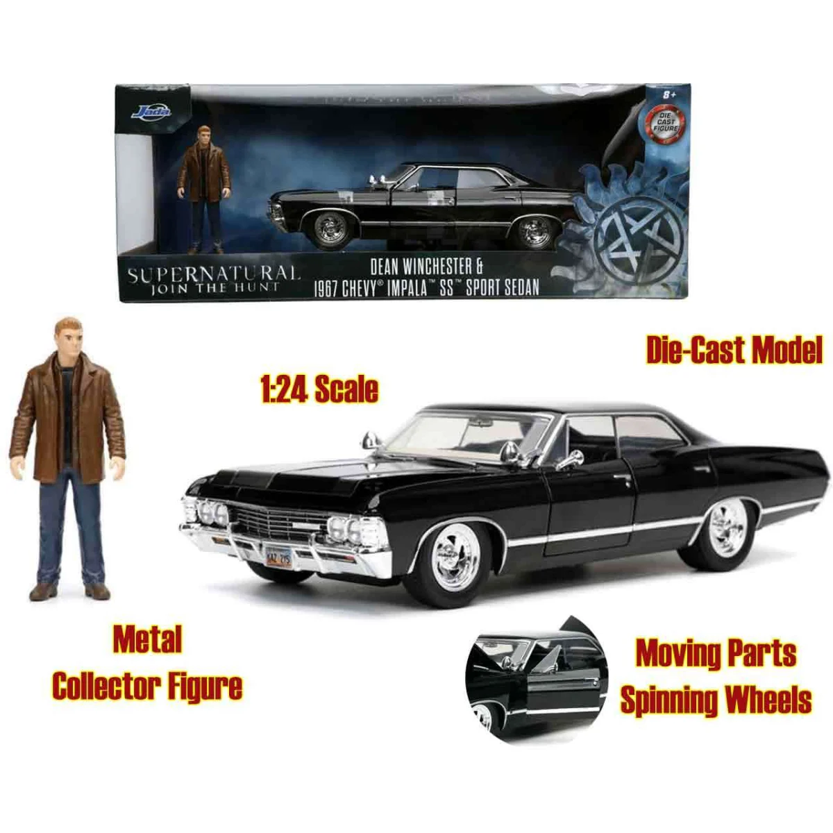 Supernatural - 1967 Cheavy Impala With Dean Winchester - 1:24 Die-cast Model
