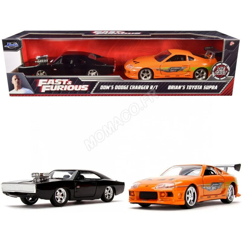Pack dom & brian : dodge charger r/t 1970 & toyota supra 1995 "fast and furious (2001)" - Jada Toys