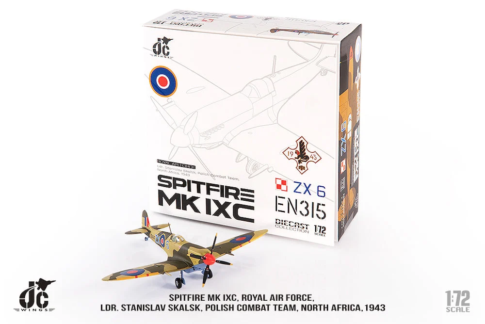 Supermarine Spitfire Mk IXc Royal Air Force Polish Combat Team North Africa 1943, 1:72 Scale Diecast Model - JC Wings