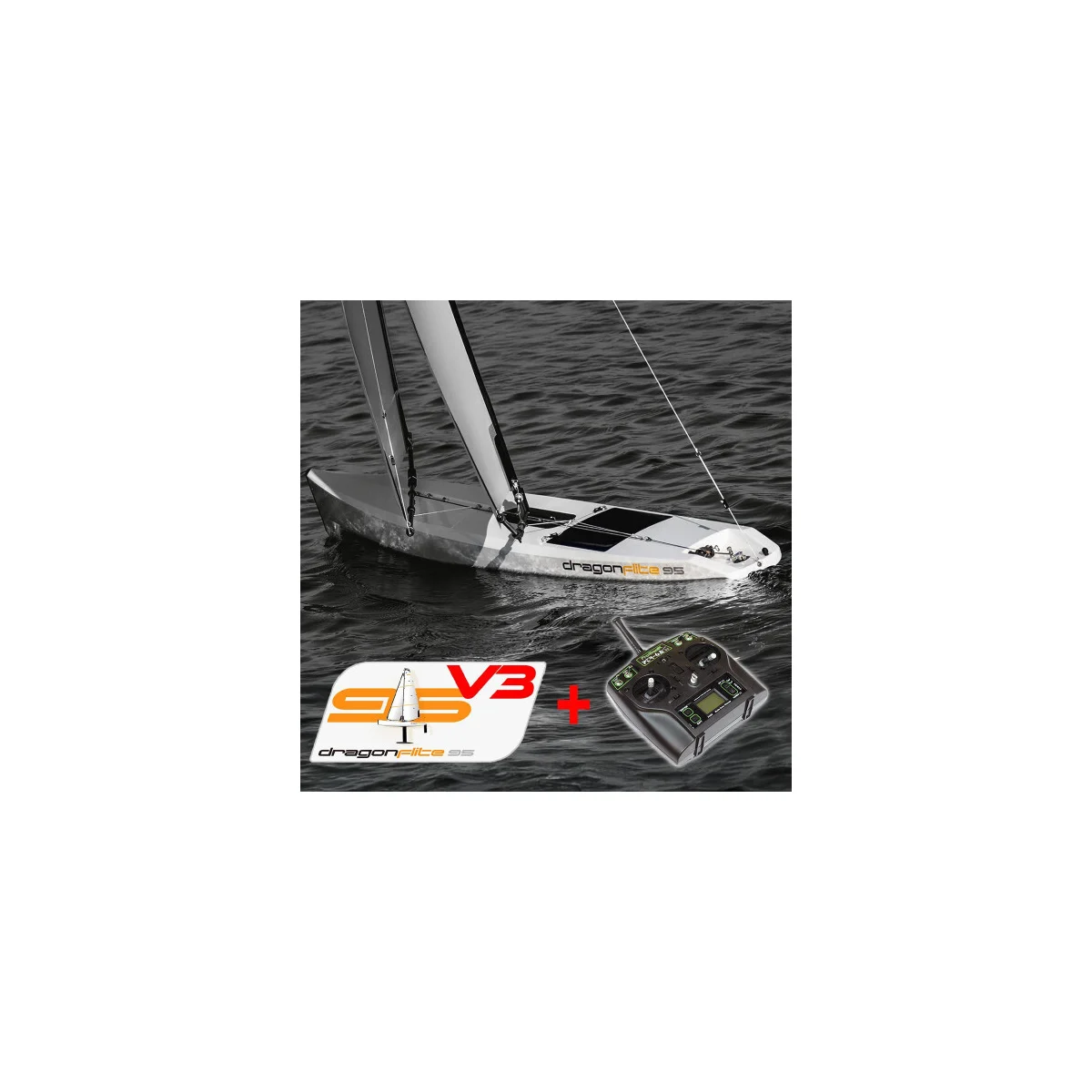 Dragon Flite 95 V3 PNP radio-controlled sailboat + PTR-6A radio + NiMH battery RC sailboat