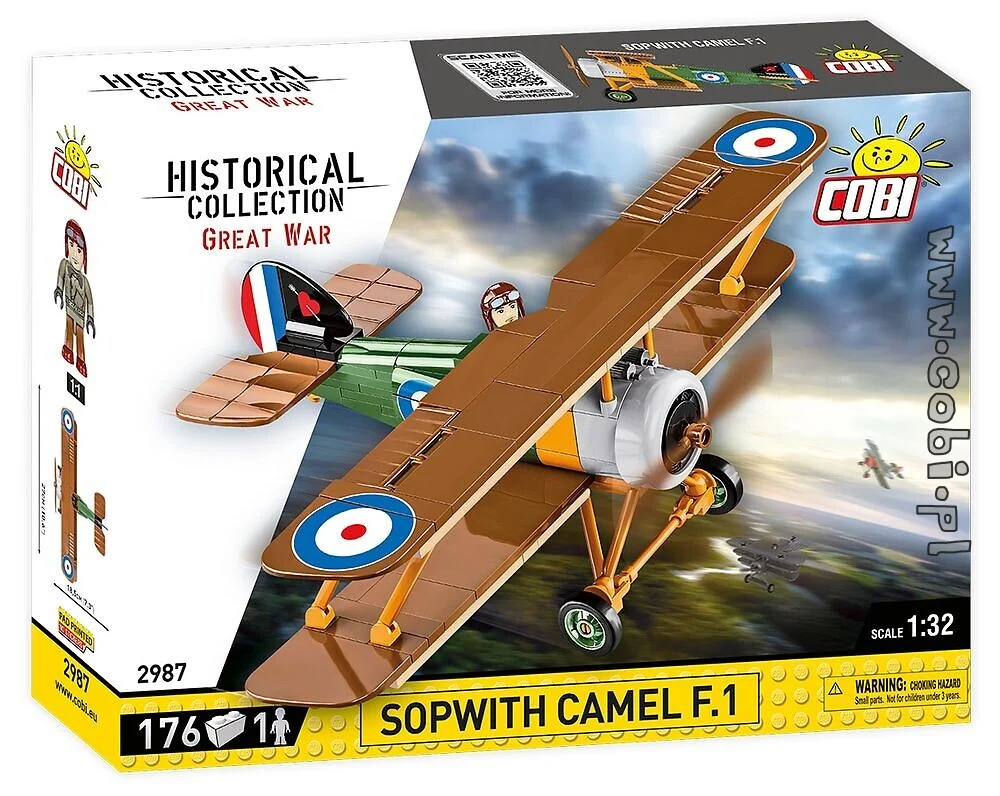 Sopwith F.1 Camel, 176 Piece 1:32 Scale Block Kit - Cobi