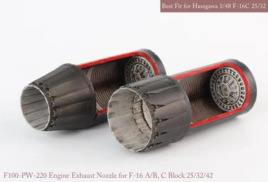 1/48 KA Models F-16 A/B C/D Block 25/32/42 P&W EXHAUST NOZZLE & AFTER BURNER SET (OPENED+CLOSED) for Hasegawa