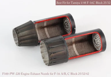 1/48 KA Models F-16 A/B, C/D Block 25/32/42 P&W EXHAUST NOZZLE & AFTER BURNER SET (OPENED+CLOSED) for Tamiya