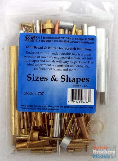 KNS0707 K&S Engineering Sizes & Shapes Assortment (mostly tubes) #707
