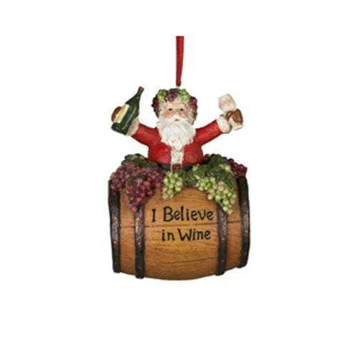 Kurt Adler - Santa Wine Barrel 4" Resin Ornament