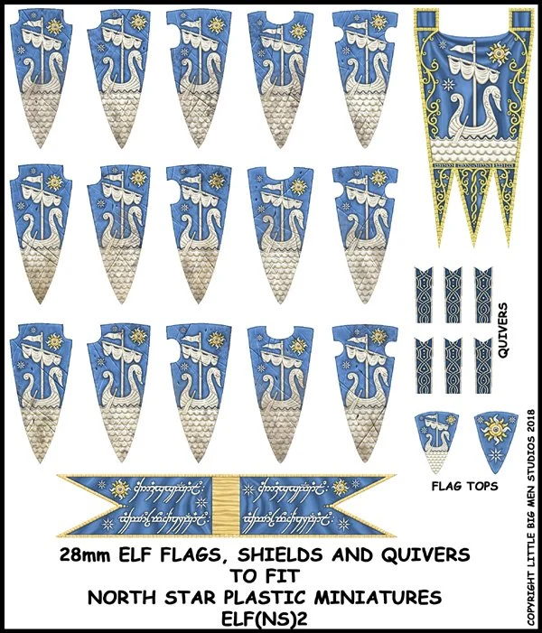Little Big Men Studios Elf Banner, Shield & Quiver Transfers Set #2, 28mm Scale - LBMS