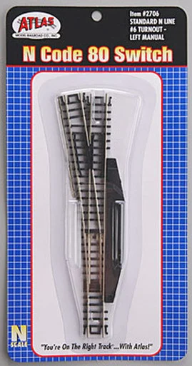 Atlas Model Railroad 2706 N Code 80 #6 Manual Left Hand Turnout