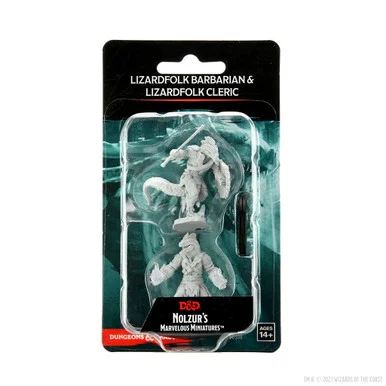 Wizkids 90308 Dungeons & Dragons Nolzur`s Marvelous Unpainted Miniatures: Lizardfolk Barbarian & Lizardfold Cleric