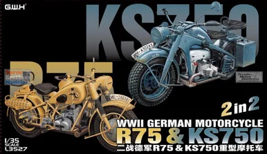 LNRL3527 1:35 Great Wall Hobby WW2 R75 & KS750 German Motorcycles [2in2]