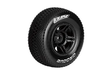 Louise RC L-T3146SB SC-Groove 1/10 Short Course Tires, Soft, 12, 14 & 17mm Removable Hex on Black Rim (2)