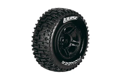 Louise RC L-T3148SB SC-Pioneer 1/10 Short Course Tires, Soft, 12, 14 & 17mm Removable Hex on Black Rim (2)