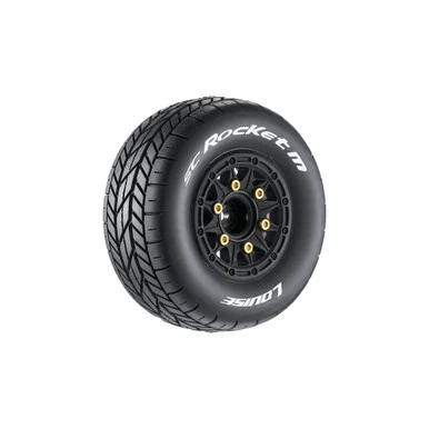 Louise RC L-T3228SB SC-Rocket M Oval Track 1/10 Short Course Tires, Soft, 12, 14 & 17mm Removable Hex on Black Rim (2)