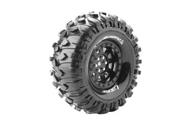 Louise RC CR-Rowdy 1/10 1.9" Louise RC CRawler Tires, 12mm Hex, Super Soft, Mounted on Black Rim, Front/Rear (2)