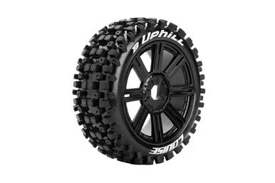 Louise RC L-T3271SB B-Uphill 1/8 Off-Road Buggy Tires, 17mm Hex, Mounted on Black Spoke Rim, Soft, Front/Rear, 1 Pair