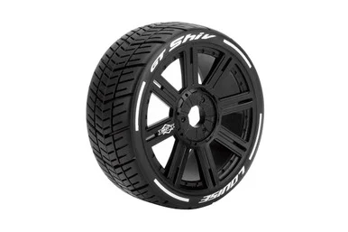 Louise RC MFT GT-Shiv 1/8 GT Tires, 17mm Hex, Soft, Mounted on Black Spoke Rim, Front/Rear (2)