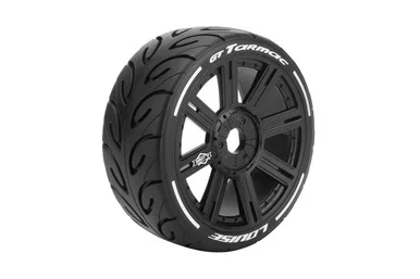 Louise RC L-T3285SB MFT GT-Tarmac 1/8 GT Tires, 17mm Hex, Soft, Mounted on Black Spoke Rim, Front/Rear, 1 Pair