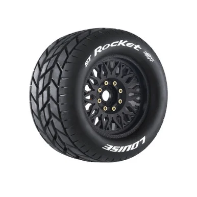 Louise RC L-T3324X MFT ST-Rocket Sport 1/8 Stadium Truck Tires, 0" & 1/2" Offset, 17mm Removable Hex, on Black Rims, 1 Pair