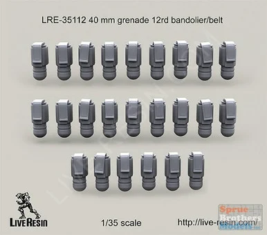 LVRLRE35112 1:35 LiveResin 40mm Grenade 12rd Bandolier/Belt - Live Resin