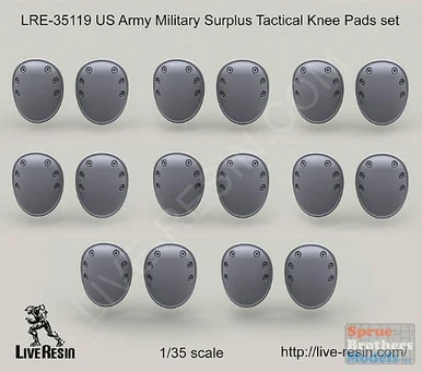 LVRLRE35119 1:35 LiveResin US Army Military Surplus Tactical Knee Pad Set - Live Resin