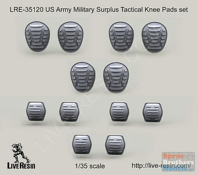 LVRLRE35120 1:35 LiveResin US Army Military Surplus Tactical Knee Pad & Elbow Pad Set - Live Resin