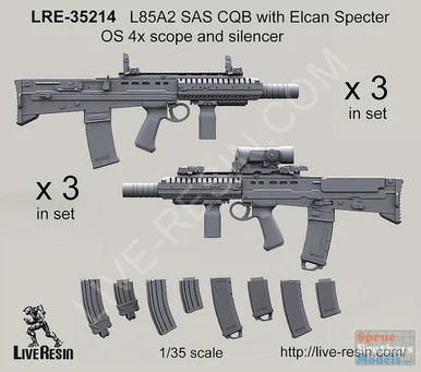 LVRLRE35214 1:35 LiveResin L22A2 SAS CQB with Elcan Specter OS 4X Scope & Silencer - Live Resin