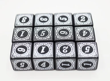 Foambrain Games 2205 12 piece D6s - Magic Burst White