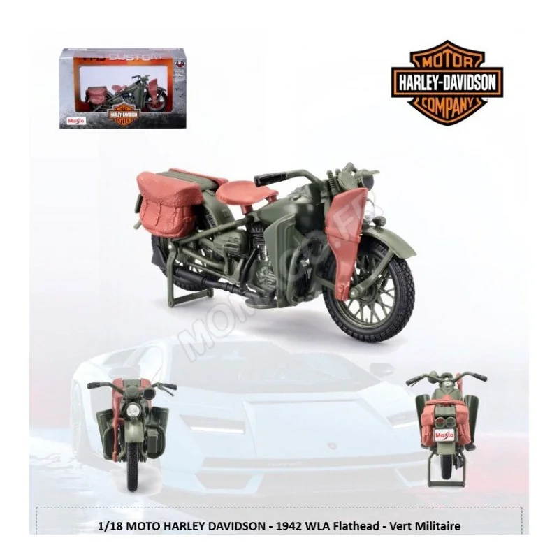 Harley davidson 1942 wla flathead military green Die cast - Maisto