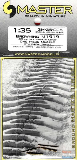 MASGM35005 1:35 Master Model Browning M1919 .30 Caliber Barrels (2 pcs) Cylindrical Shape One Piece Muzzle