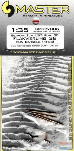 MASGM35006 1:35 Master Model German 2cm L/65 Flak 38 Gun Barrels (4 pcs_