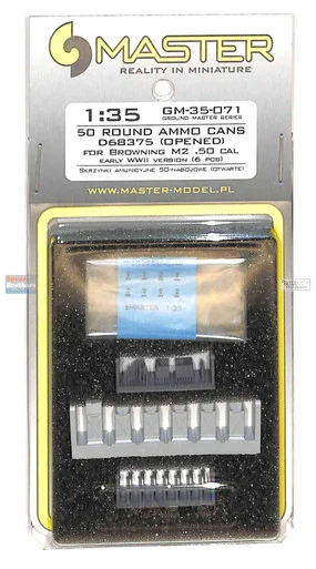 MASGM35071 1:35 Master Model 50 Round Ammo Cans D68375 (Opened) fpr Browning M2 .50cal Early WW2 Version
